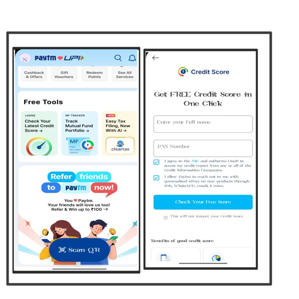 मोबाइल से सिबिल स्कोर चेक करते हुए स्क्रीनशॉट