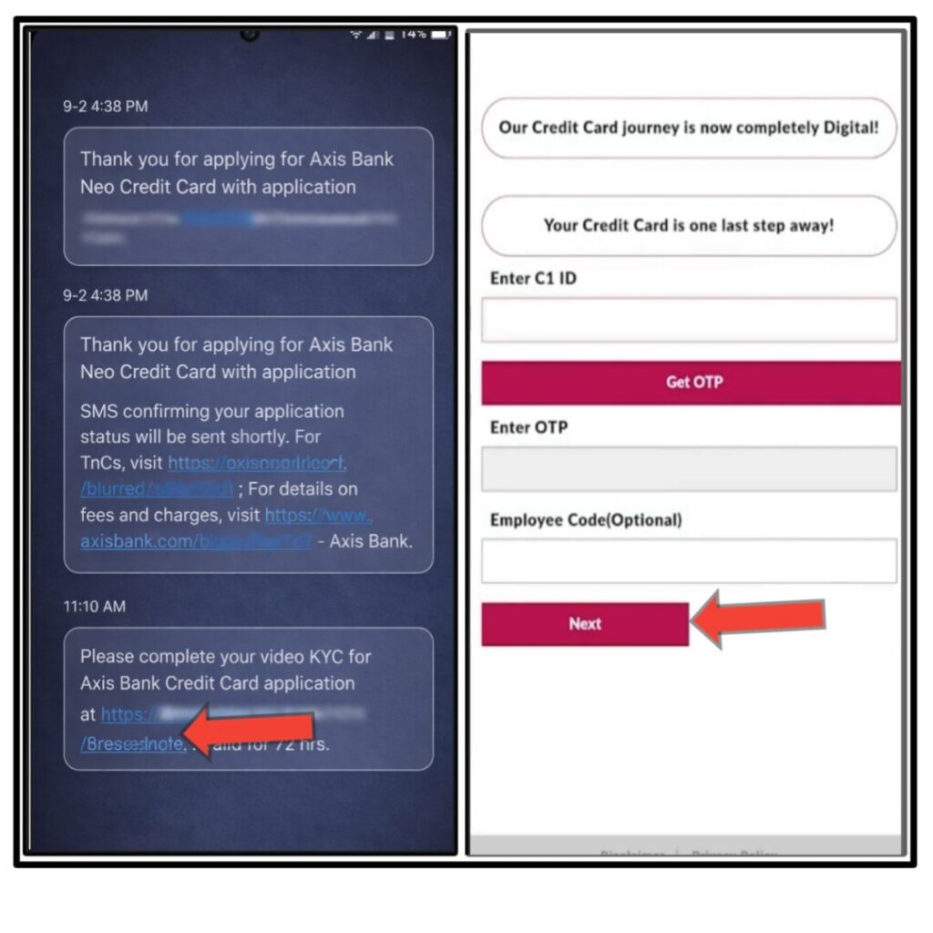 Neo credit card message image